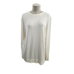 Lululemon Still at Ease Pullover Women 10 White Solid Cashmere Blend Open Back